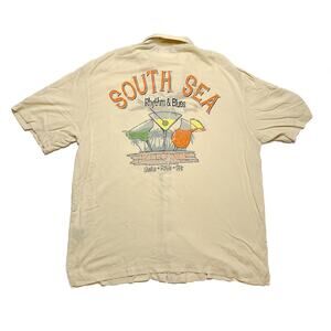 Puritan Vintage South Sea Tiki Lounge Shirt Button Up Multicolor Tan Men's L 90s